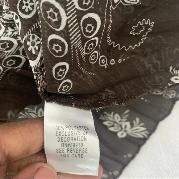 Apt. 9 Sheer floral print long fluter sleeve brown Shirt size Large - Picture 3 of 5